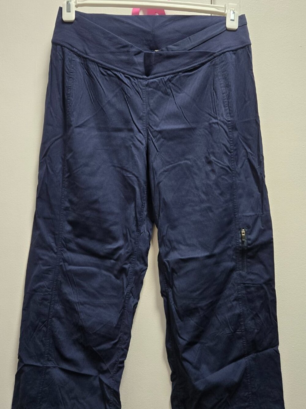 Lululemon Crossover V-Waistband Wide-Leg Crop Pants Dark Navy Pinstripe Sz 10 - Picture 3 of 16